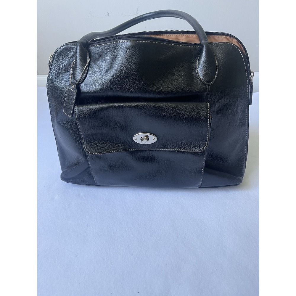 Vintage BLACK Jaguar Leather Briefcase Bag w/ Clean Interior